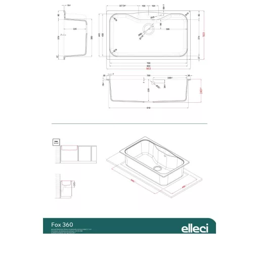 ELLECI - Mosogatótálca Fox 360 G52 Bianco Pietra - Kifutó termék! - WaterMarkt.hu