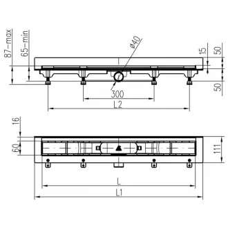 LIV 850-S Falsík előtti zuhanyfolyóka 850mm-hosszú - WaterMarkt.hu