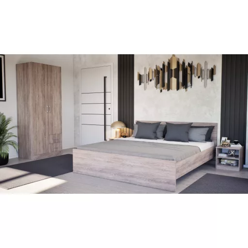 Miami franciaágy ágyneműtartó nélkül 180x200 cm yorki tölgy-yorki tölgy