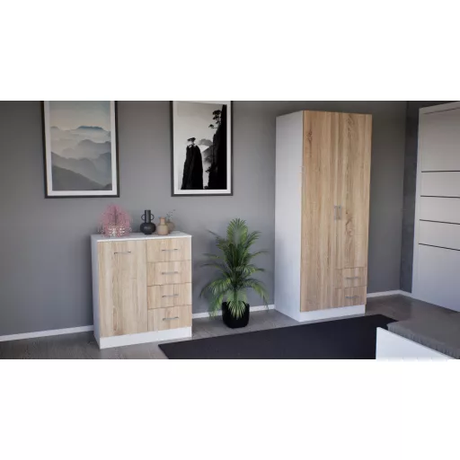 Miami gardróbszekrény 80x205 cm sonoma tölgy-fehér