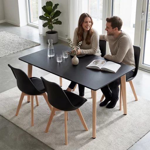 Silla 120 4+1 étkező garnitúra fekete-fekete