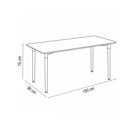 Silla 150 cm szögletes étkezőasztal fekete