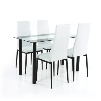 Mezza 4+1 étkező garnitúra fehér-fekete