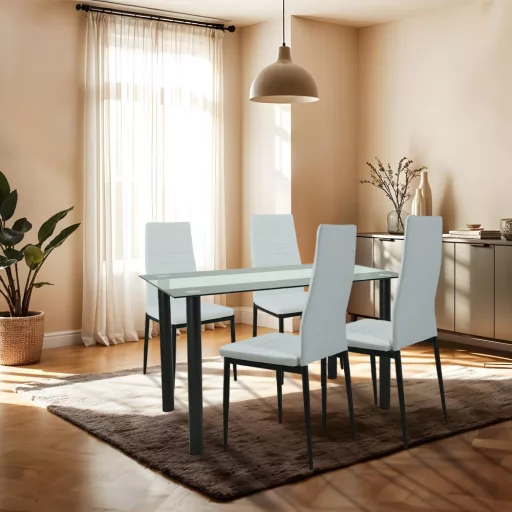 Mezza 4+1 étkező garnitúra fehér-fekete - WaterMarkt.hu