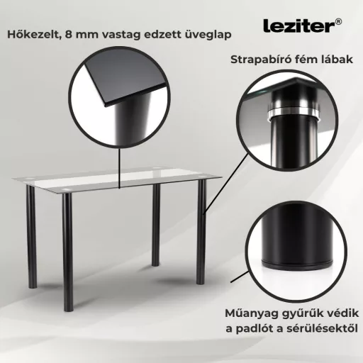 Riona 120 cm szögletes üveg étkezőasztal - WaterMarkt.hu