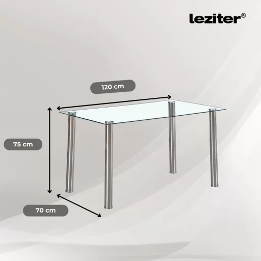 Berna 120 cm szögletes üveg étkezőasztal - WaterMarkt.hu