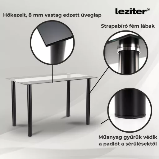 Riona 140 cm szögletes üveg étkezőasztal - WaterMarkt.hu