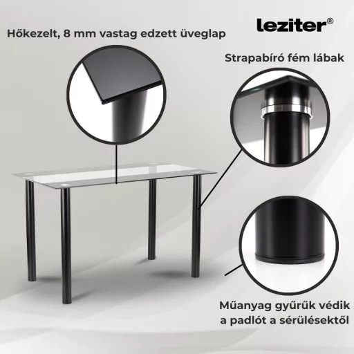 Riona 140 cm szögletes üveg étkezőasztal - WaterMarkt.hu