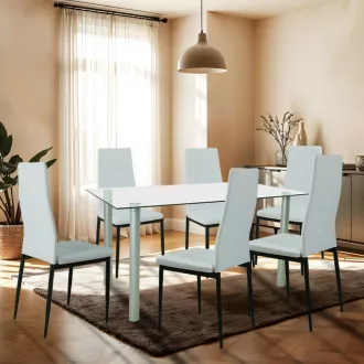 Verna 6+1 étkező garnitúra fehér-fekete - WaterMarkt.hu