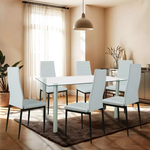 Verna 6+1 étkező garnitúra fehér-fekete - WaterMarkt.hu
