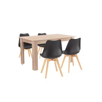 Zara 4+1 étkező garnitúra fekete-sonoma tölgy