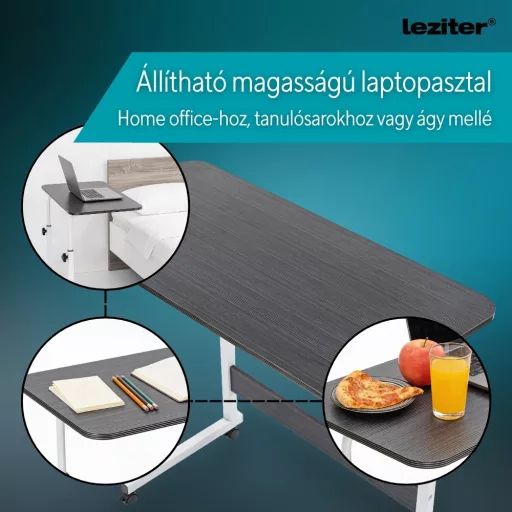 Állítható magasságú laptopasztal 80x40 cm fekete - WaterMarkt.hu