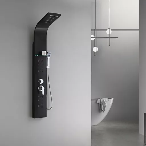 Alegro Black hidromasszázs zuhanypanel, rozsdamentes acél - WaterMarkt.hu