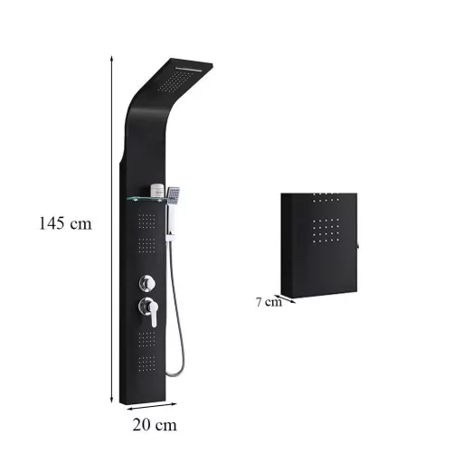 Alegro Black hidromasszázs zuhanypanel, rozsdamentes acél - WaterMarkt.hu
