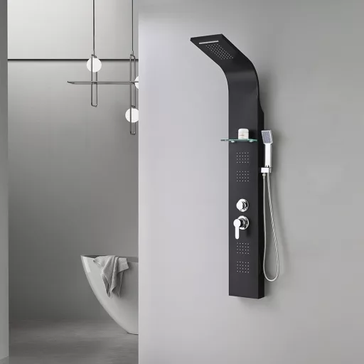 Alegro Black hidromasszázs zuhanypanel, rozsdamentes acél - WaterMarkt.hu