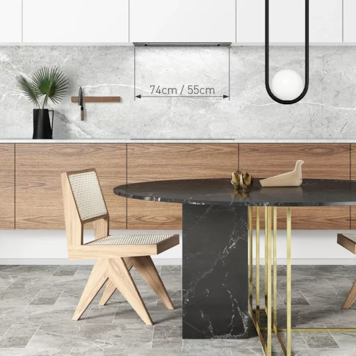 MONNO Aura Black 74 cm beépíthető páraelszívó, fekete üveg