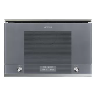 SMEG BEÉPÍTHETŐ MIKROHULLÁMÚ SÜTŐ, Linea design, 22 liter, 6 funkció, LED kijelző,forgótányér nélküli, ezüst szürke üveg - WaterMarkt.hu