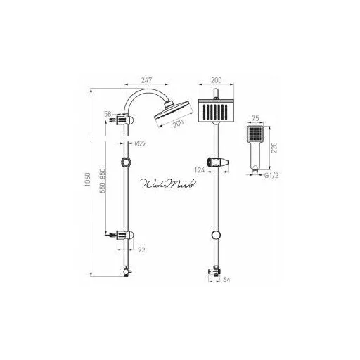 Ferro SQUERTO NP22-BL design zuhanyszett - fekete - WaterMarkt.hu