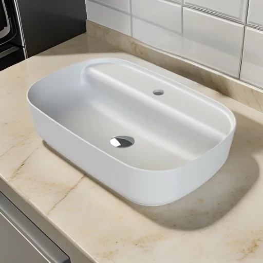 CeraStyle AQUA - PULTRA ültethető - Top Counter - porcelán mosdó - MATT FEHÉR - 60 x 40 cm - WaterMarkt.hu