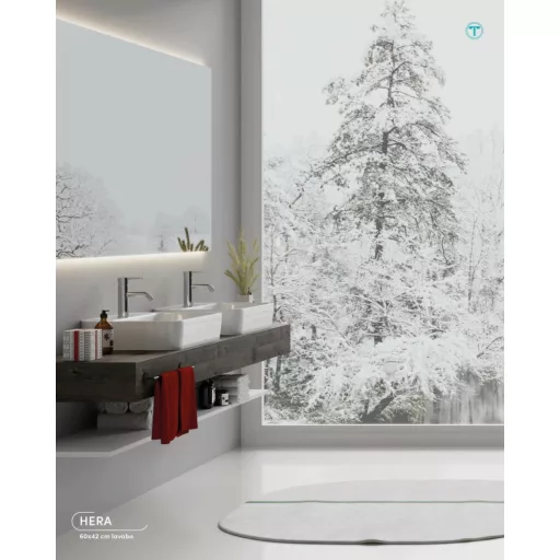 CeraStyle HERA - PULTRA ültethető - Top Counter - porcelán mosdó - 60 x 42 cm - WaterMarkt.hu