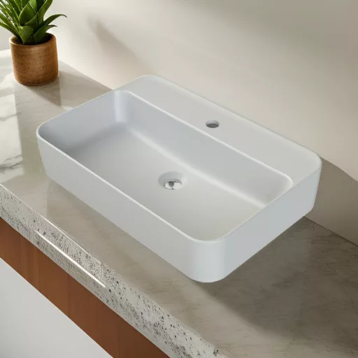 CeraStyle HERA - PULTRA ültethető - Top Counter - porcelán mosdó - MATT FEHÉR - 60 x 42 cm - WaterMarkt.hu