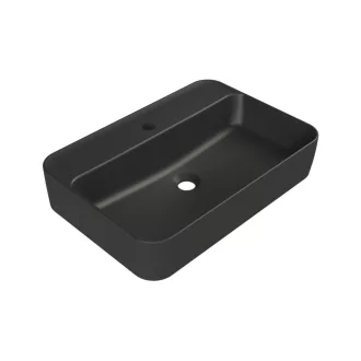   CeraStyle HERA - PULTRA ültethető - Top Counter - porcelán mosdó - MATT FEKETE - 60 x 42 cm