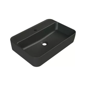 CeraStyle HERA - PULTRA ültethető - Top Counter - porcelán mosdó - MATT FEKETE - 60 x 42 cm - WaterMarkt.hu