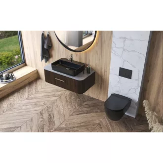 CeraStyle HERA - PULTRA ültethető - Top Counter - porcelán mosdó - MATT FEKETE - 60 x 42 cm - WaterMarkt.hu