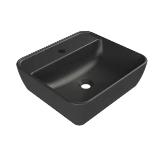   CeraStyle ONE - PULTRA ültethető - Top Counter - porcelán mosdó -  - MATT FEKETE - 46 x 42 cm