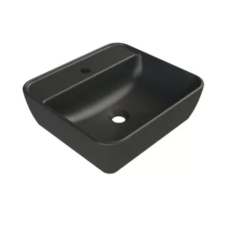 CeraStyle ONE - PULTRA ültethető - Top Counter - porcelán mosdó -  - MATT FEKETE - 46 x 42 cm - WaterMarkt.hu