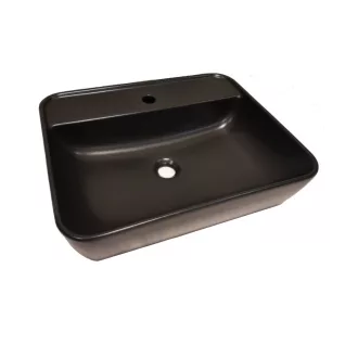   CeraStyle ONE - PULTRA ültethető - Top Counter- porcelán mosdó - MATT FEKETE - csaplyukas - 55 x45cm