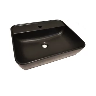CeraStyle ONE - PULTRA ültethető - Top Counter- porcelán mosdó - MATT FEKETE - csaplyukas - 55 x45cm - WaterMarkt.hu