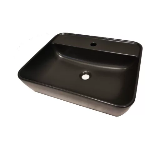 CeraStyle ONE - PULTRA ültethető - Top Counter- porcelán mosdó - MATT FEKETE - csaplyukas - 55 x45cm - WaterMarkt.hu