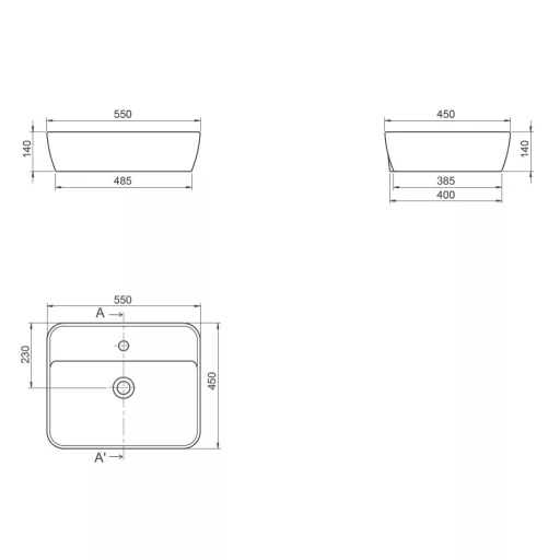 CeraStyle ONE - PULTRA ültethető - Top Counter mosdó - MATT BÉZS - csaplyukas - 55x45cm - WaterMarkt.hu