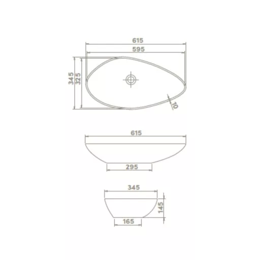 CeraStyle OLIVE - PULTRA ültethető - Top Counter - porcelán mosdó - 60 x 35 cm - WaterMarkt.hu