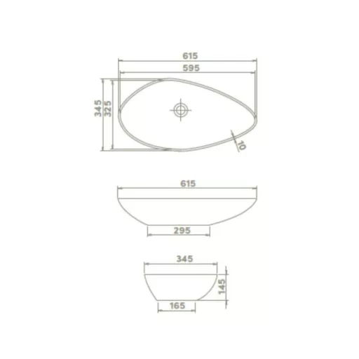 CeraStyle OLIVE - PULTRA ültethető - Top Counter - porcelán mosdó - 60 x 35 cm - WaterMarkt.hu