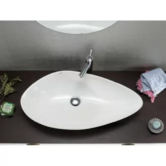 CeraStyle OLIVE - PULTRA ültethető - Top Counter - porcelán mosdó - MATT FEHÉR - 60 x 35 cm - WaterMarkt.hu
