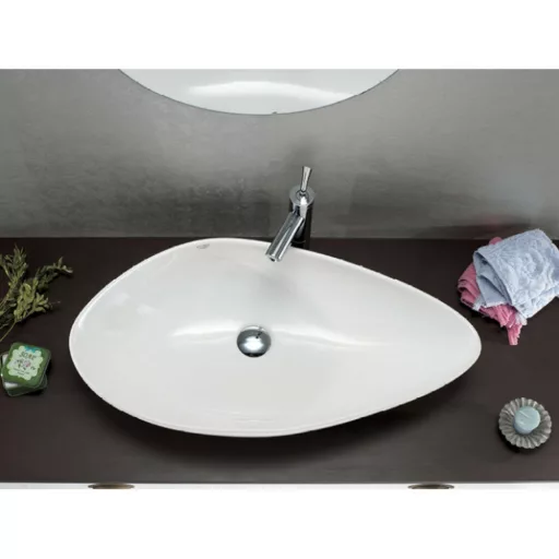 CeraStyle OLIVE - PULTRA ültethető - Top Counter - porcelán mosdó - MATT FEHÉR - 60 x 35 cm - WaterMarkt.hu