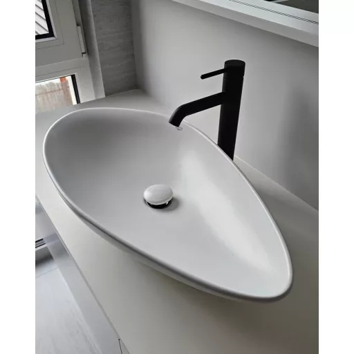 CeraStyle OLIVE - PULTRA ültethető - Top Counter - porcelán mosdó - MATT FEHÉR - 60 x 35 cm - WaterMarkt.hu