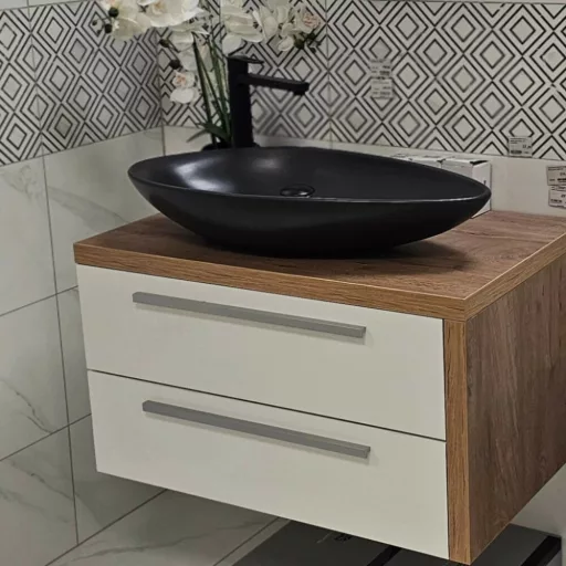 CeraStyle OLIVE - PULTRA ültethető - Top Counter - porcelán mosdó - MATT FEKETE - 60 x 35 cm - WaterMarkt.hu