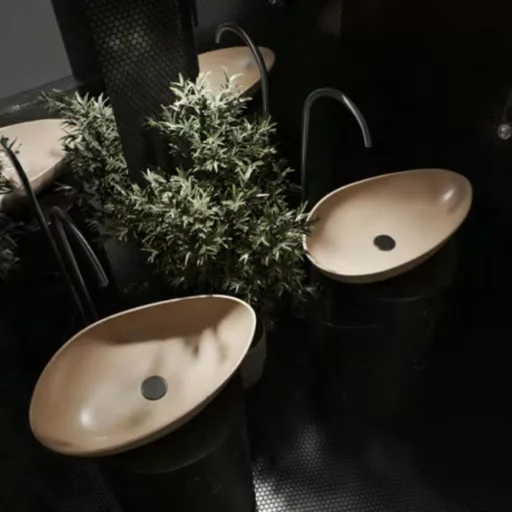 CeraStyle OLIVE - PULTRA ültethető - Top Counter - porcelán mosdó - MATT BÉZS - 60 x 35 cm - WaterMarkt.hu