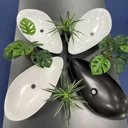 CeraStyle OLIVE - PULTRA ültethető - Top Counter - porcelán mosdó - MATT FEKETE -75 x 38 cm - WaterMarkt.hu