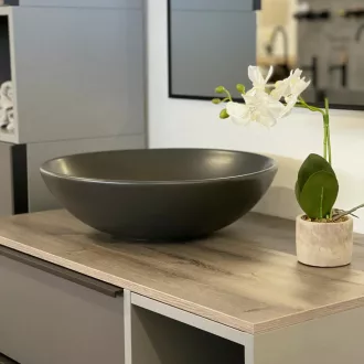 CeraStyle ZERO - PULTRA ültethető - Top Counter - porcelán mosdó - O - MATT FEKETE - Ø 46 cm - WaterMarkt.hu