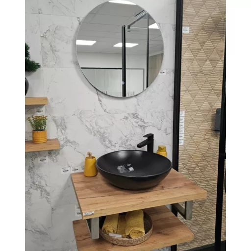 CeraStyle ZERO - PULTRA ültethető - Top Counter - porcelán mosdó - O - MATT FEKETE - Ø 46 cm - WaterMarkt.hu