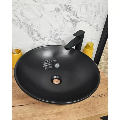 CeraStyle ZERO - PULTRA ültethető - Top Counter - porcelán mosdó - O - MATT FEKETE - Ø 46 cm - WaterMarkt.hu