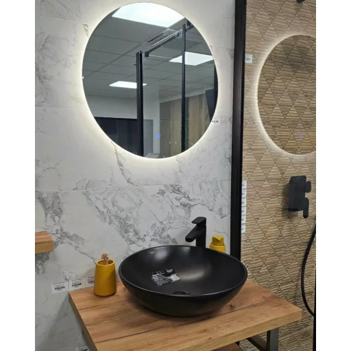CeraStyle ZERO - PULTRA ültethető - Top Counter - porcelán mosdó - O - MATT FEKETE - Ø 46 cm - WaterMarkt.hu