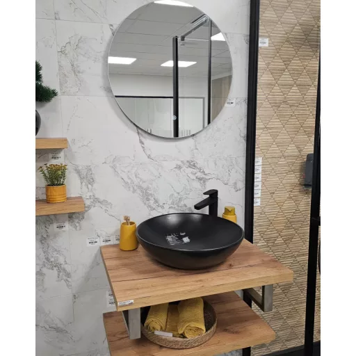 CeraStyle ZERO - PULTRA ültethető - Top Counter - porcelán mosdó - O - MATT FEKETE - Ø 46 cm