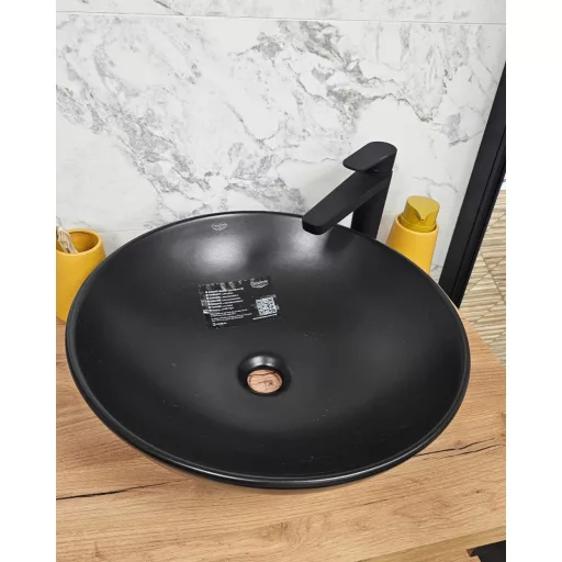 CeraStyle ZERO - PULTRA ültethető - Top Counter - porcelán mosdó - O - MATT FEKETE - Ø 46 cm