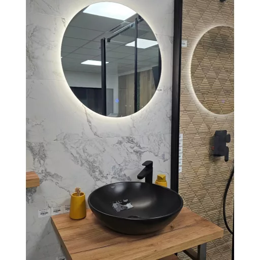 CeraStyle ZERO - PULTRA ültethető - Top Counter - porcelán mosdó - O - MATT FEKETE - Ø 46 cm
