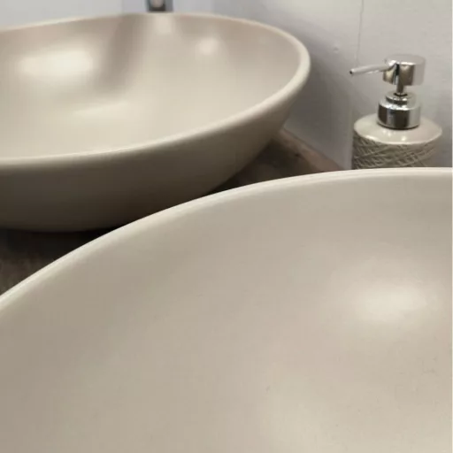 CeraStyle ZERO - PULTRA ültethető - Top Counter - porcelán mosdó - O - MATT BÉZS - Ø 46 cm - WaterMarkt.hu